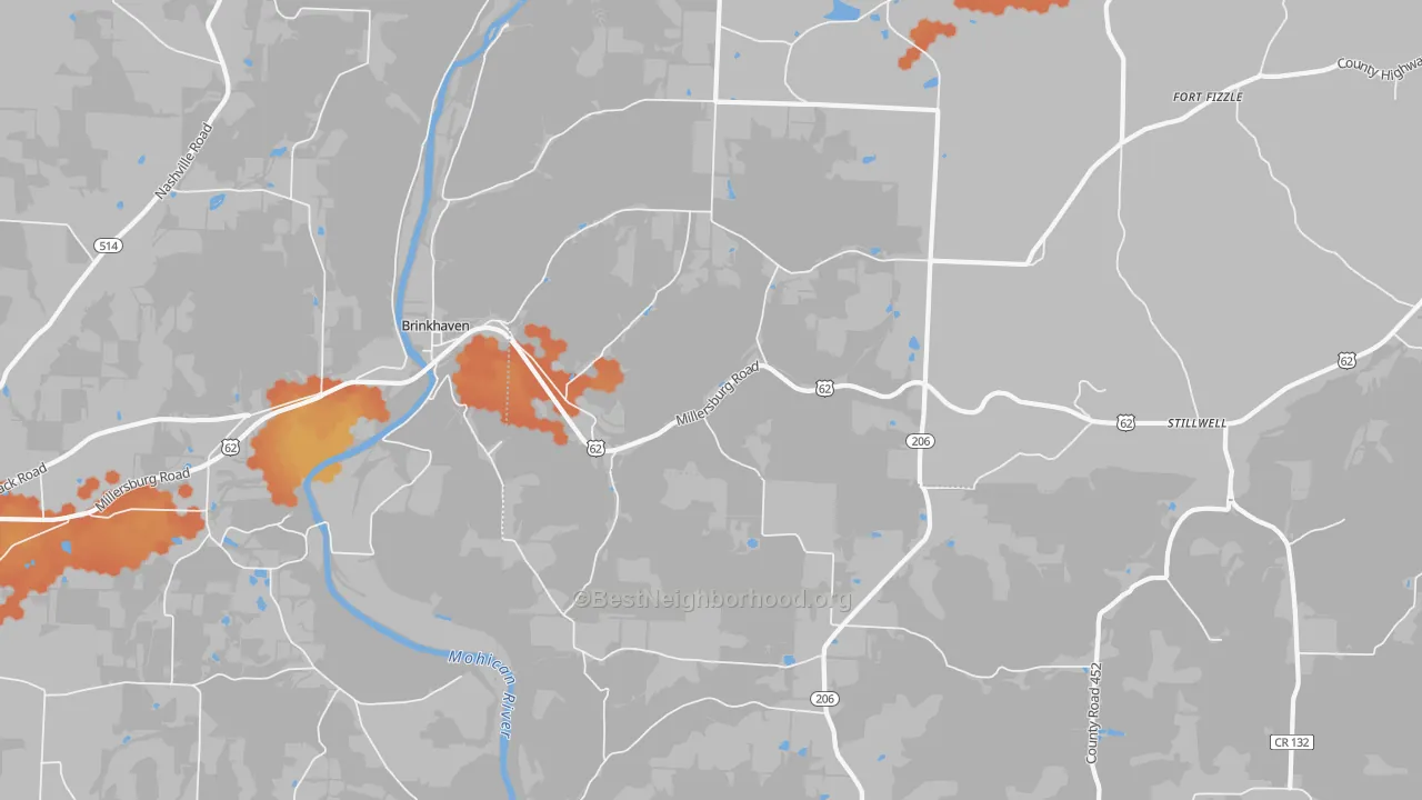 Bike Grade map of 43006, OH