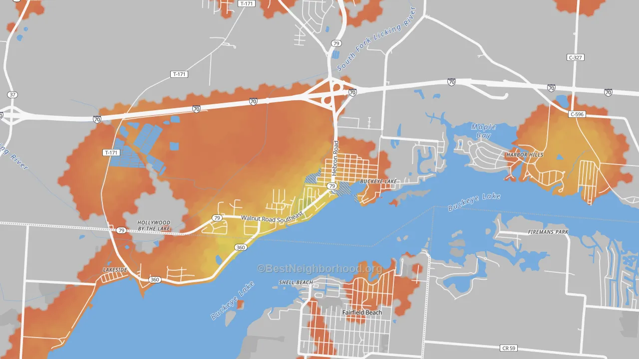 Bike Grade map of 43008, OH