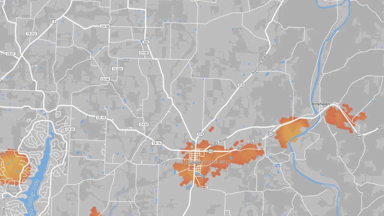 Bike Grade map of 43014, OH