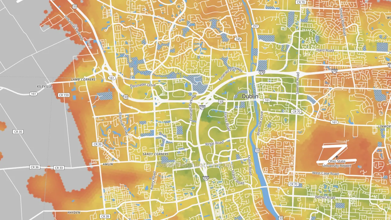 Bike Grade map of 43016, OH
