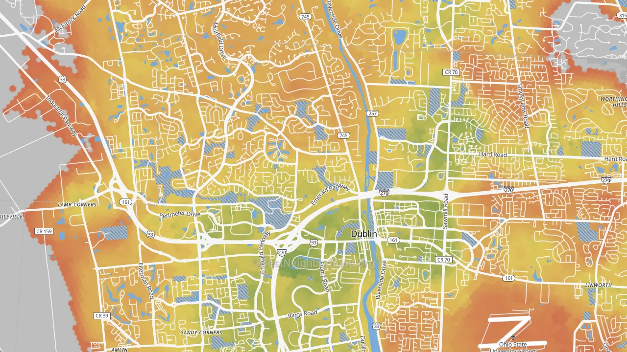 Bike Grade map of 43017, OH