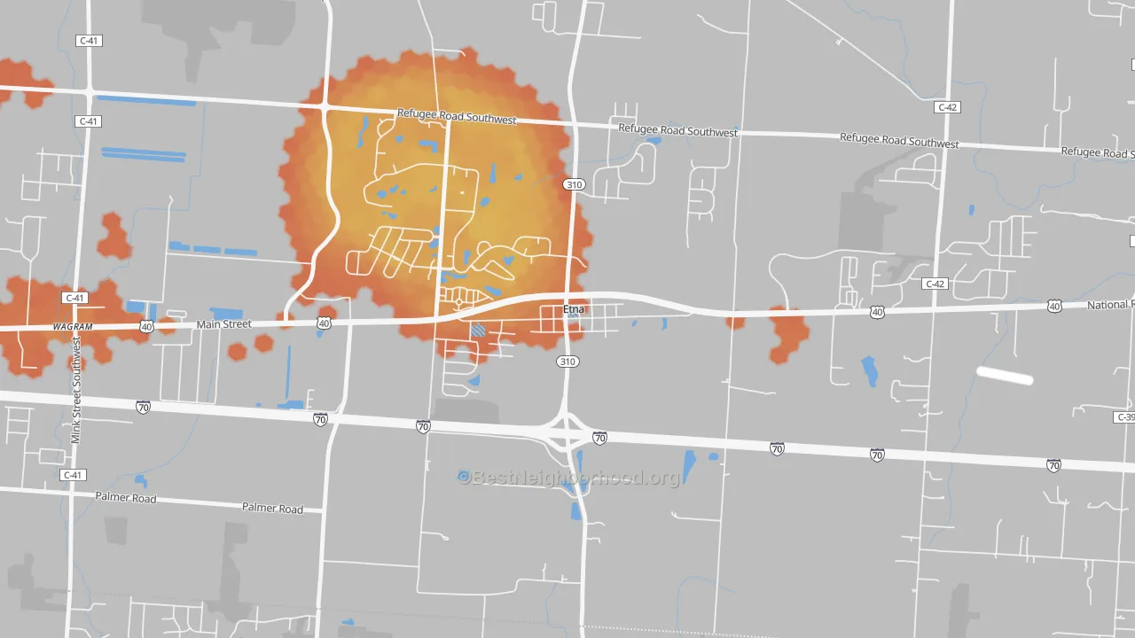 Bike Grade map of 43018, OH