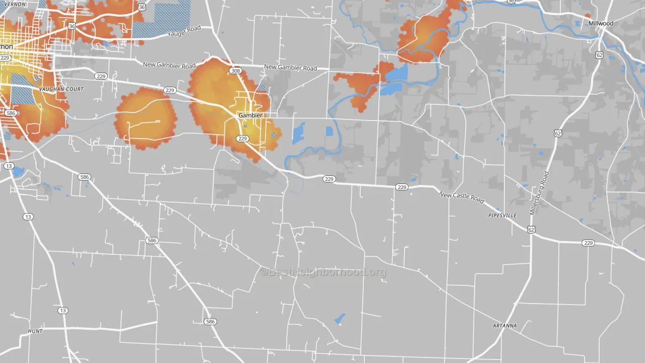 Bike Grade map of 43022, OH