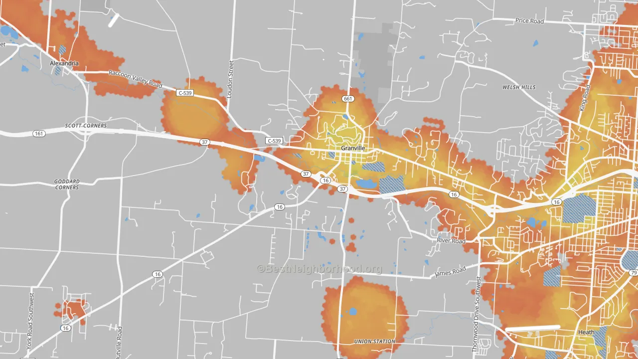 Bike Grade map of 43023, OH