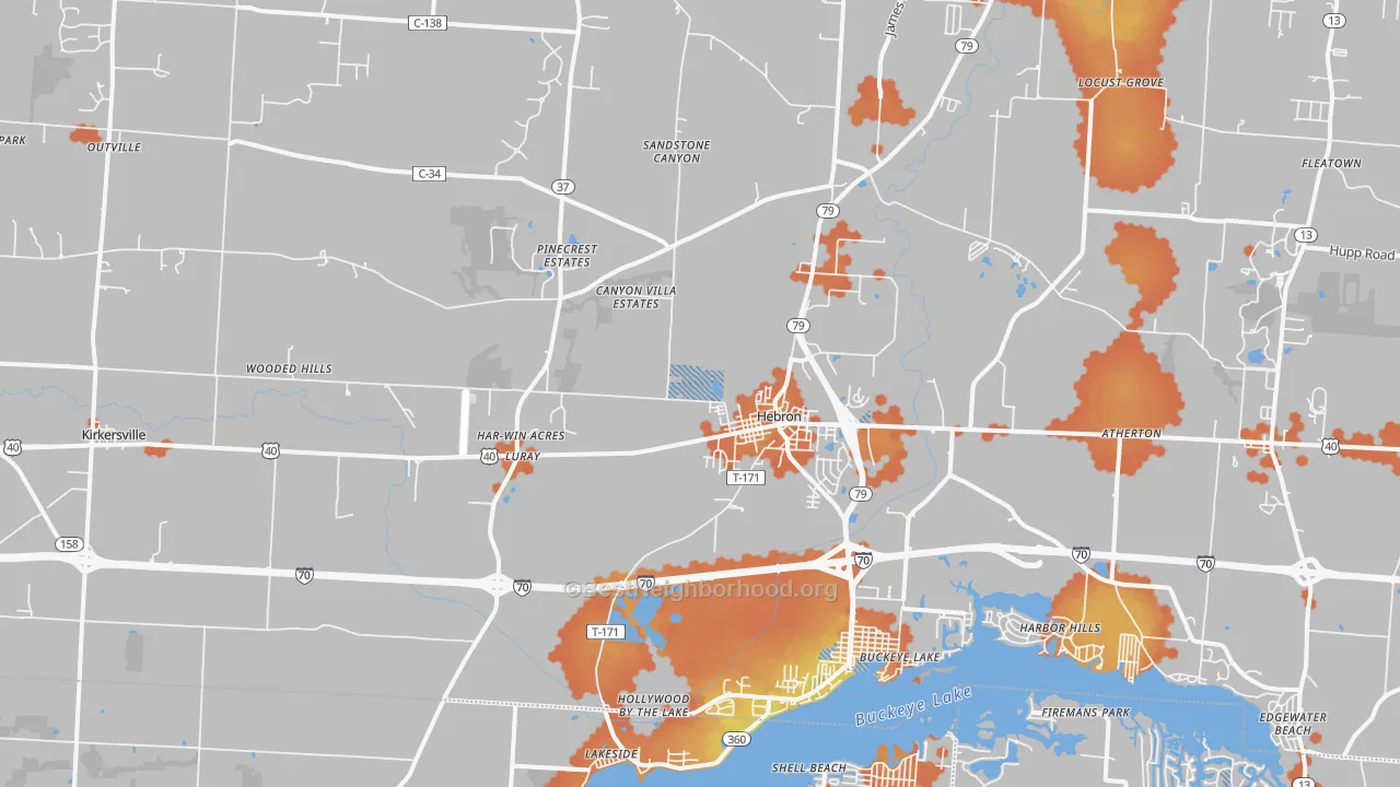 Bike Grade map of 43025, OH