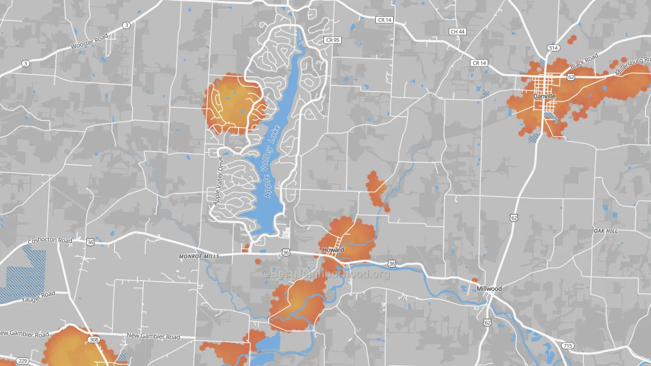 Bike Grade map of 43028, OH