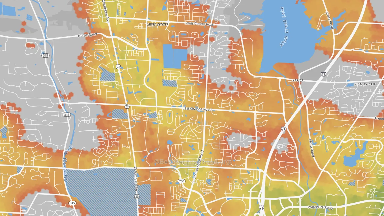 Bike Grade map of 43035, OH