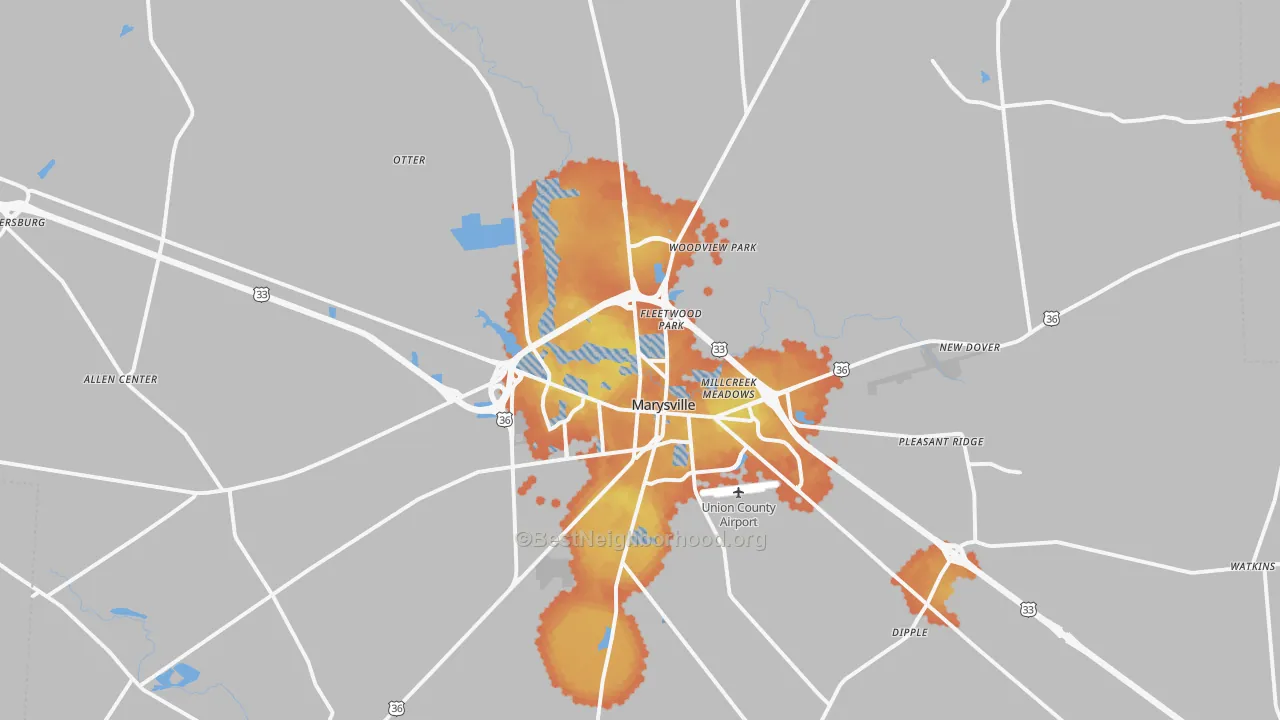 Bike Grade map of 43040, OH