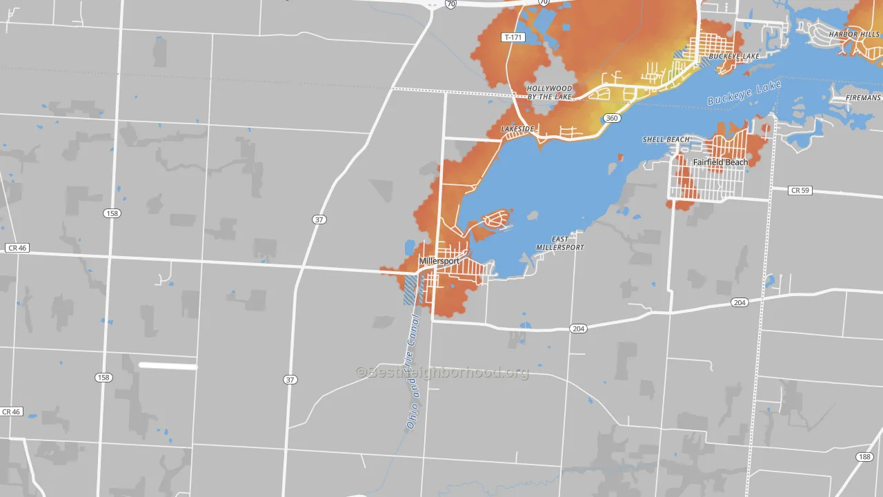 Bike Grade map of 43046, OH