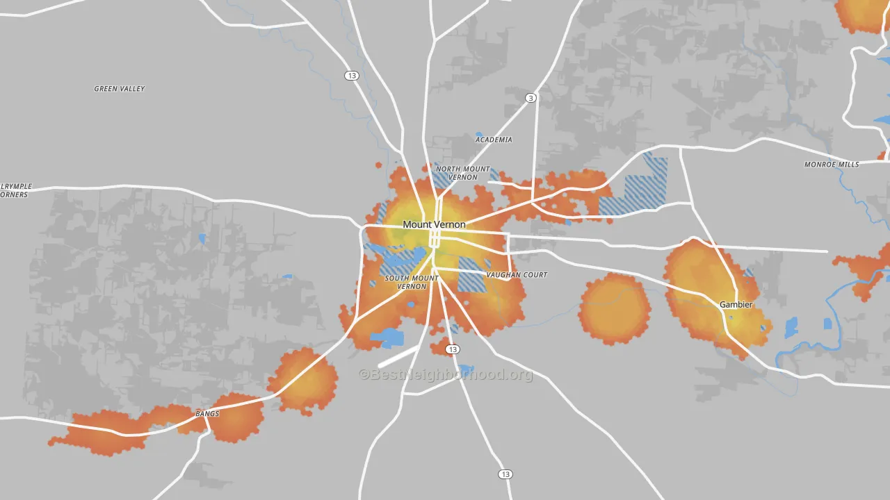 Bike Grade map of 43050, OH