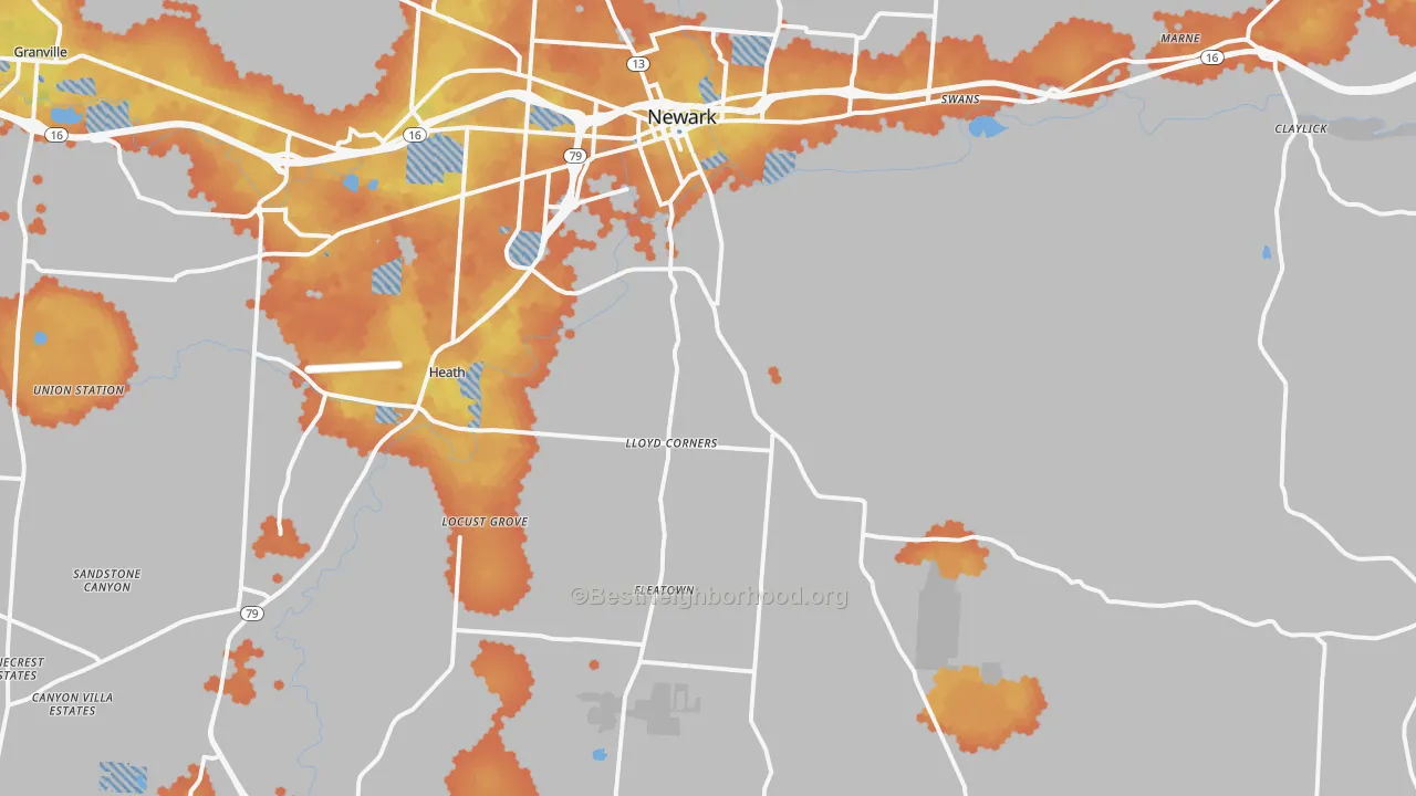 Bike Grade map of 43056, OH