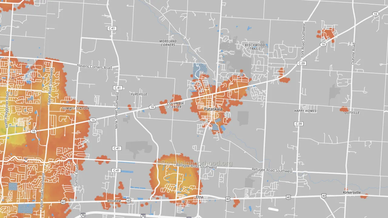 Bike Grade map of 43062, OH