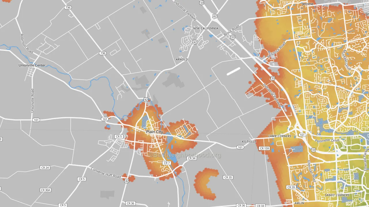 Bike Grade map of 43064, OH