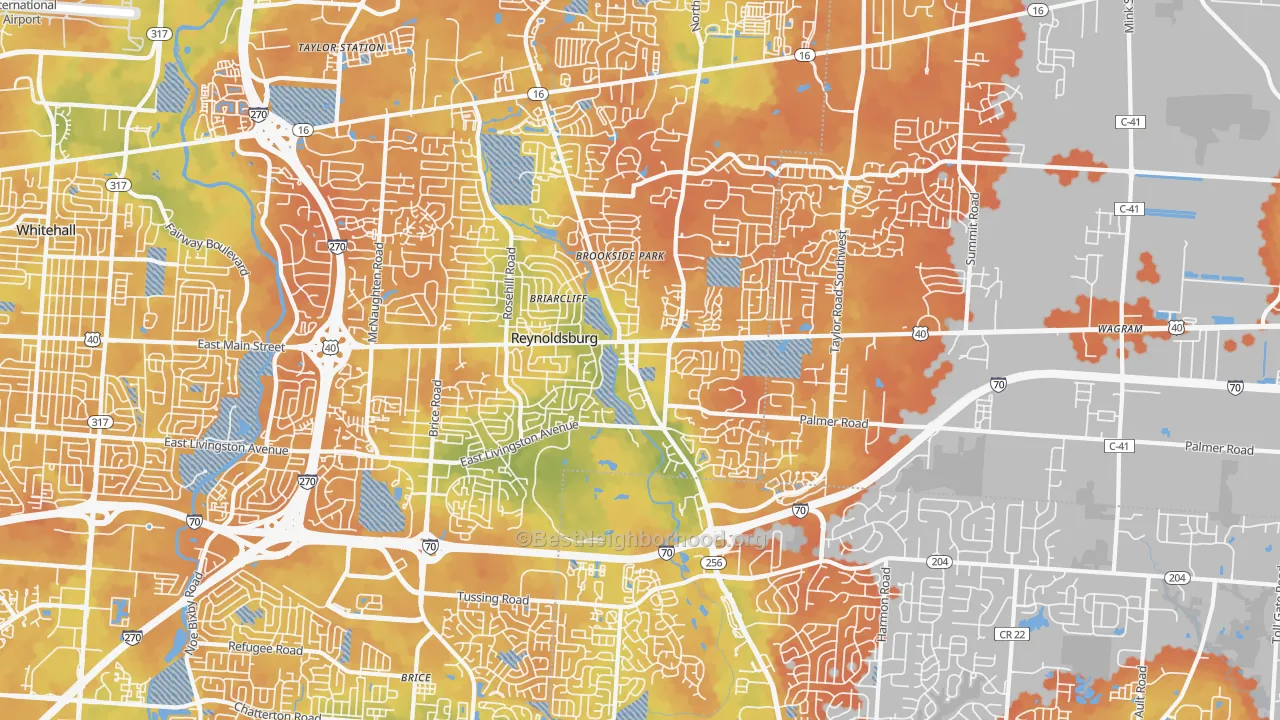 Bike Grade map of 43068, OH