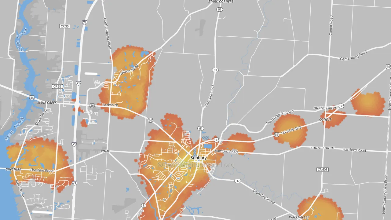 Bike Grade map of 43074, OH