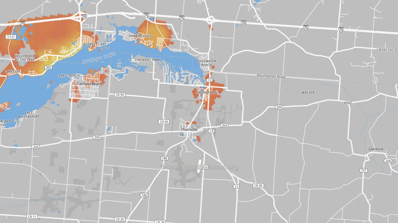 Bike Grade map of 43076, OH