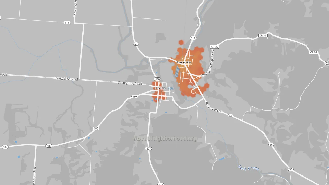 Bike Grade map of 43101, OH