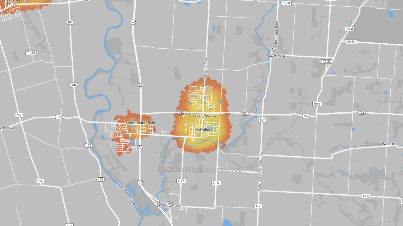 Bike Grade map of 43103, OH