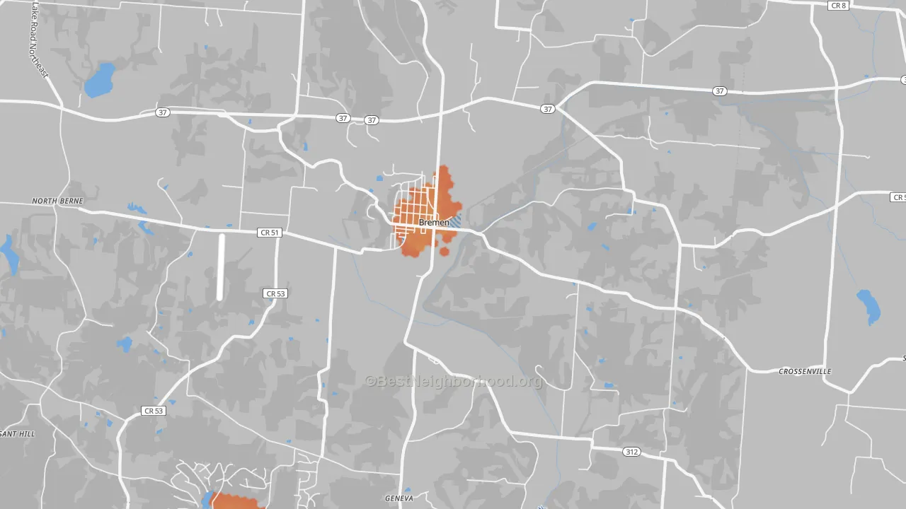 Bike Grade map of 43107, OH