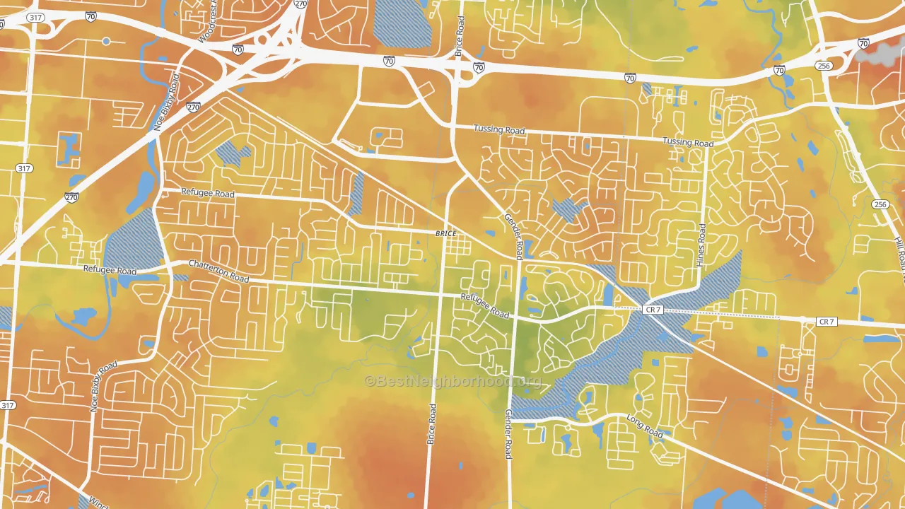 Bike Grade map of 43109, OH