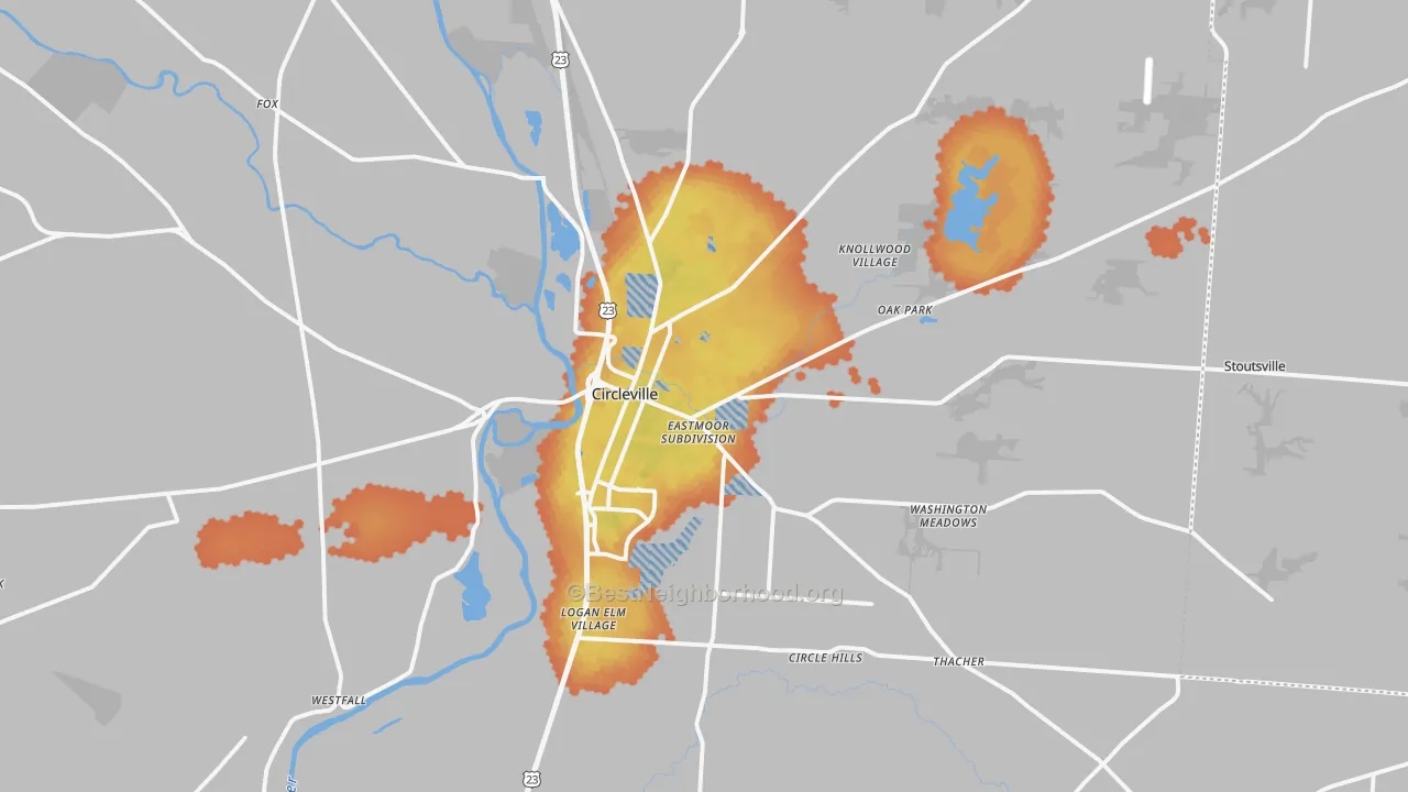 Bike Grade map of 43113, OH