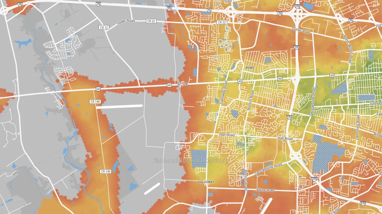 Bike Grade map of 43119, OH
