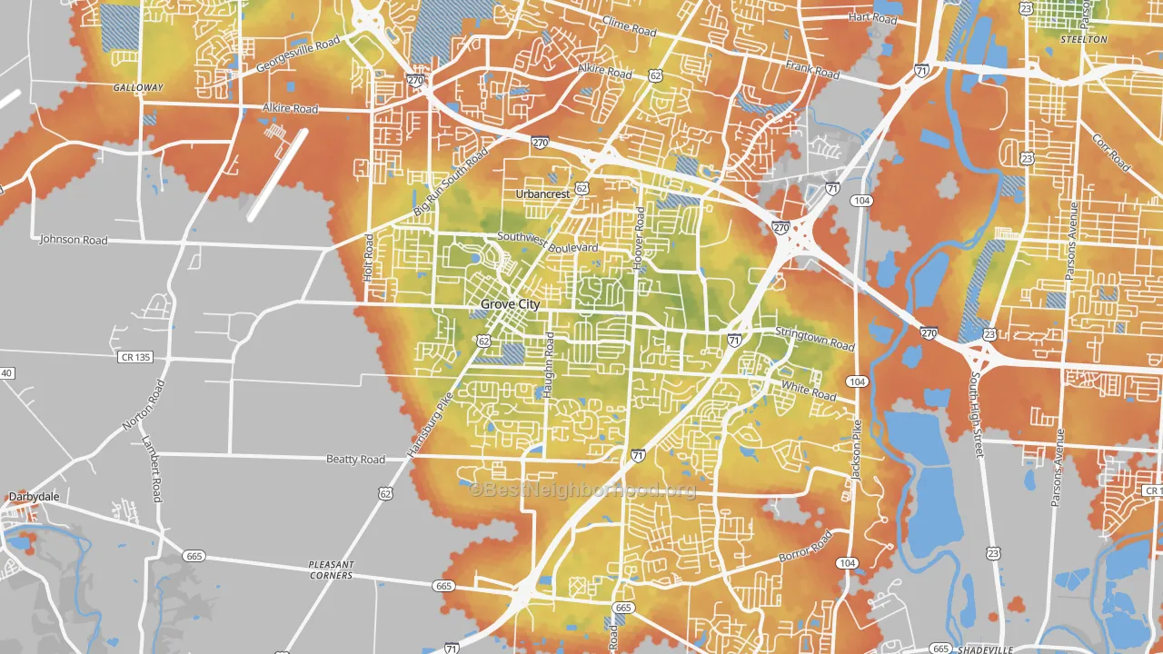 Bike Grade map of 43123, OH