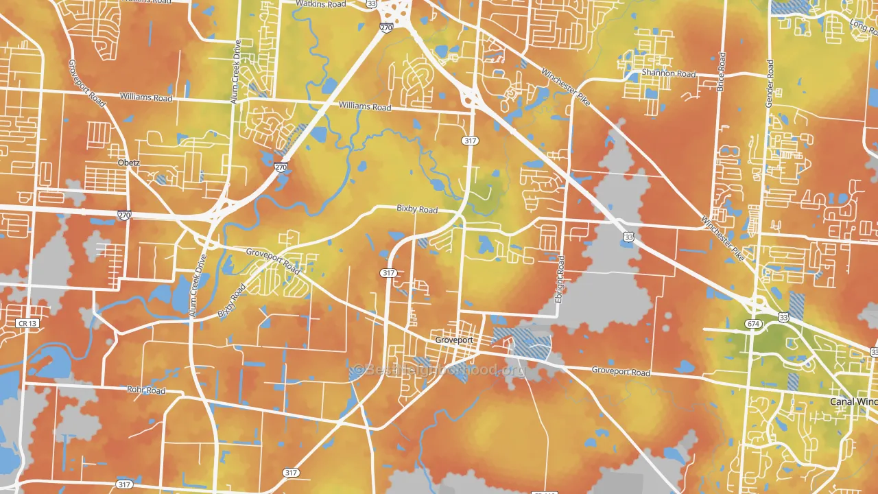 Bike Grade map of 43125, OH