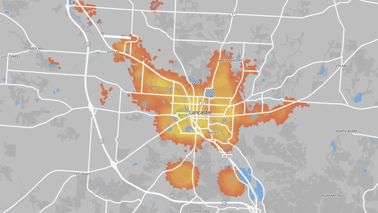 Bike Grade map of 43130, OH