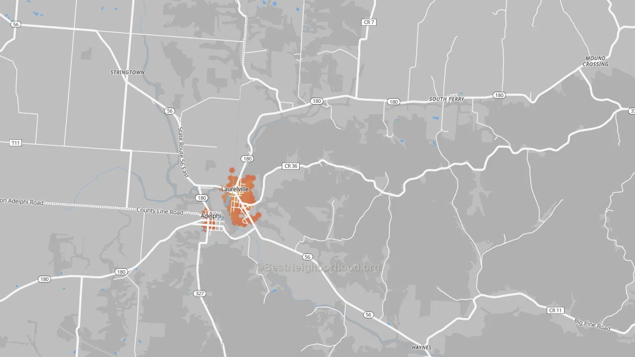 Bike Grade map of 43135, OH