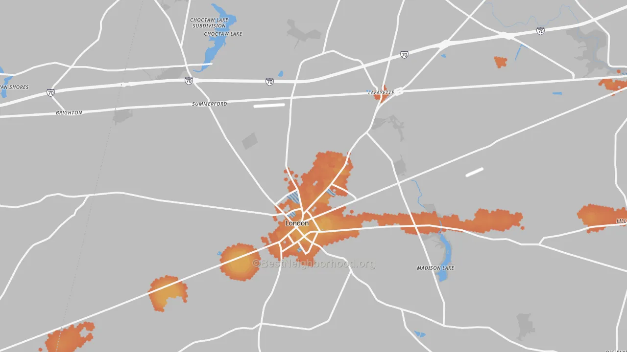 Bike Grade map of 43140, OH