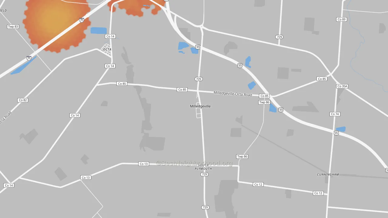 Bike Grade map of 43142, OH