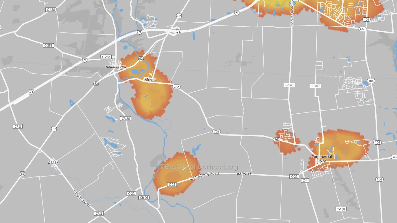 Bike Grade map of 43146, OH