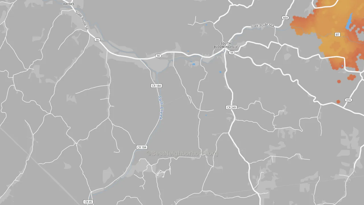 Bike Grade map of 43152, OH