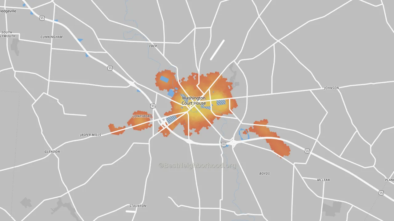 Bike Grade map of 43160, OH