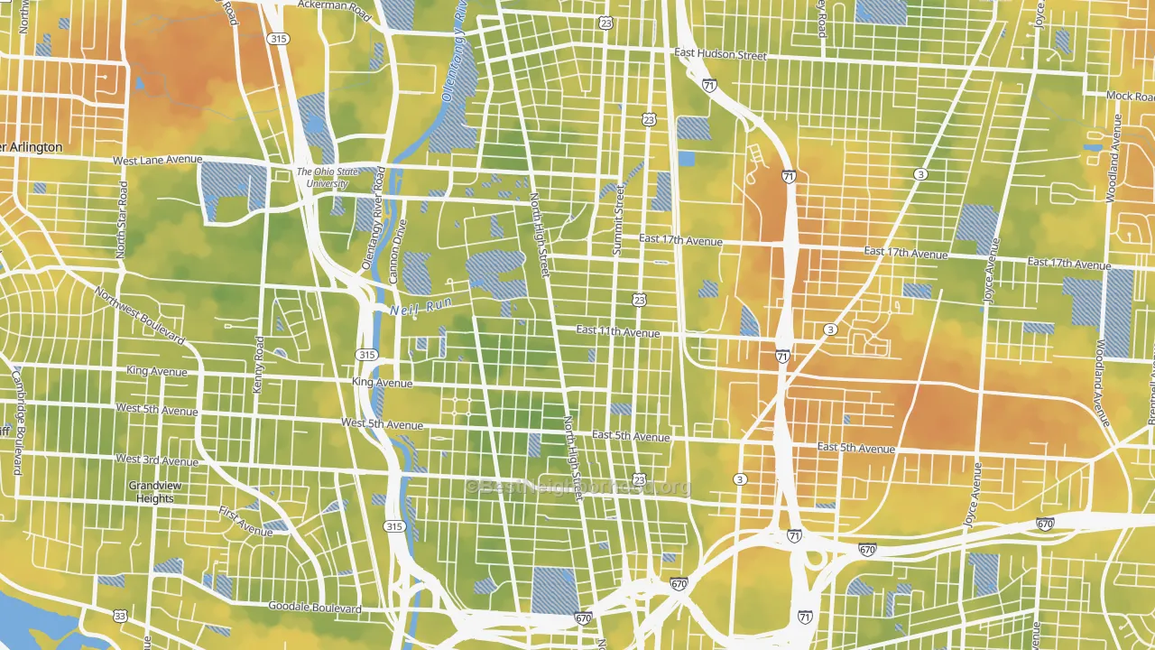 Bike Grade map of 43201, OH