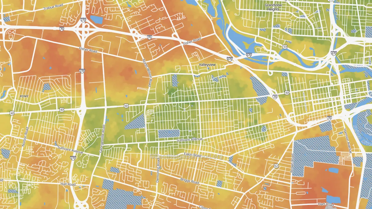 Bike Grade map of 43204, OH