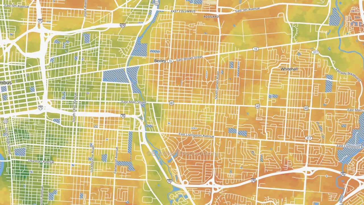 Bike Grade map of 43209, OH