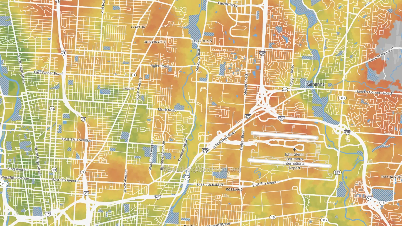 Bike Grade map of 43219, OH