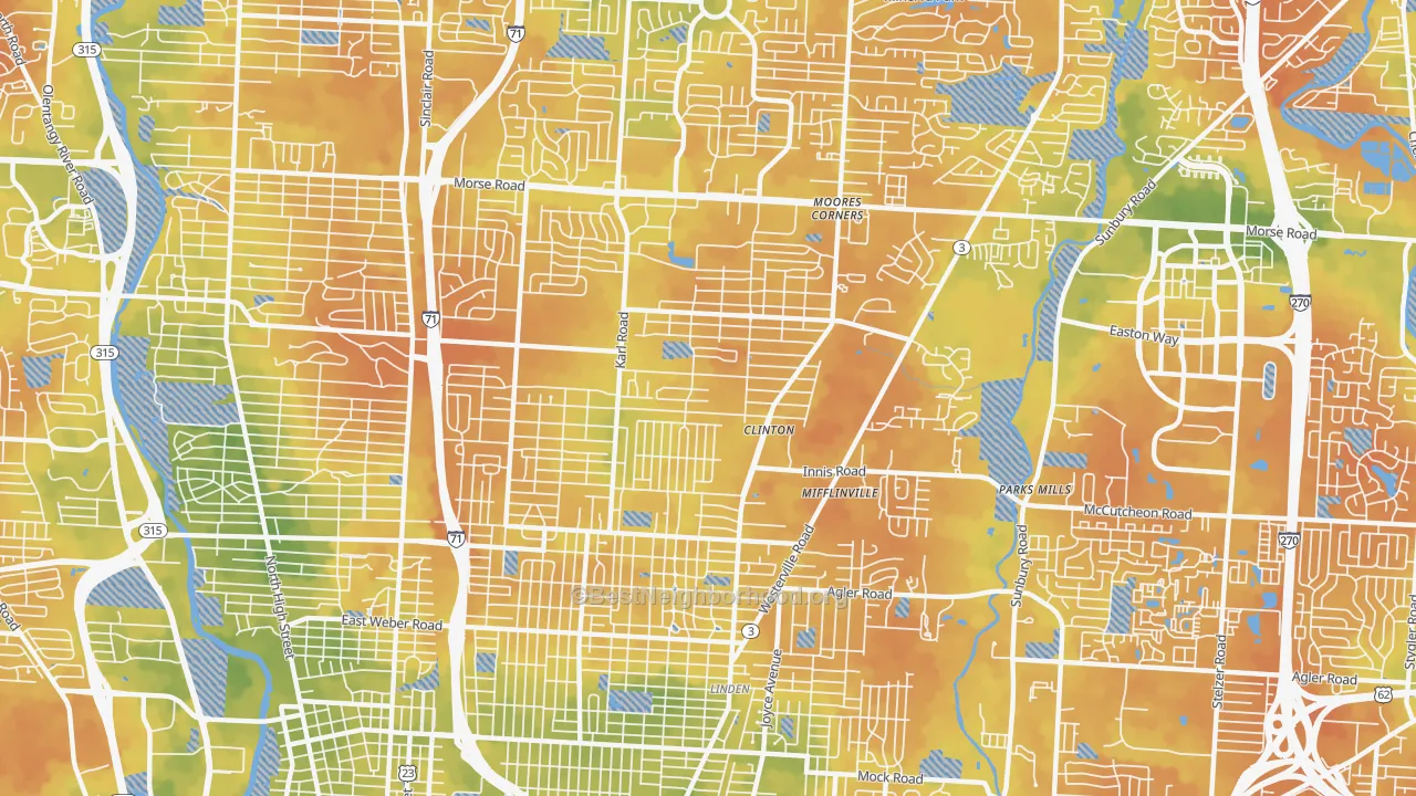 Bike Grade map of 43224, OH