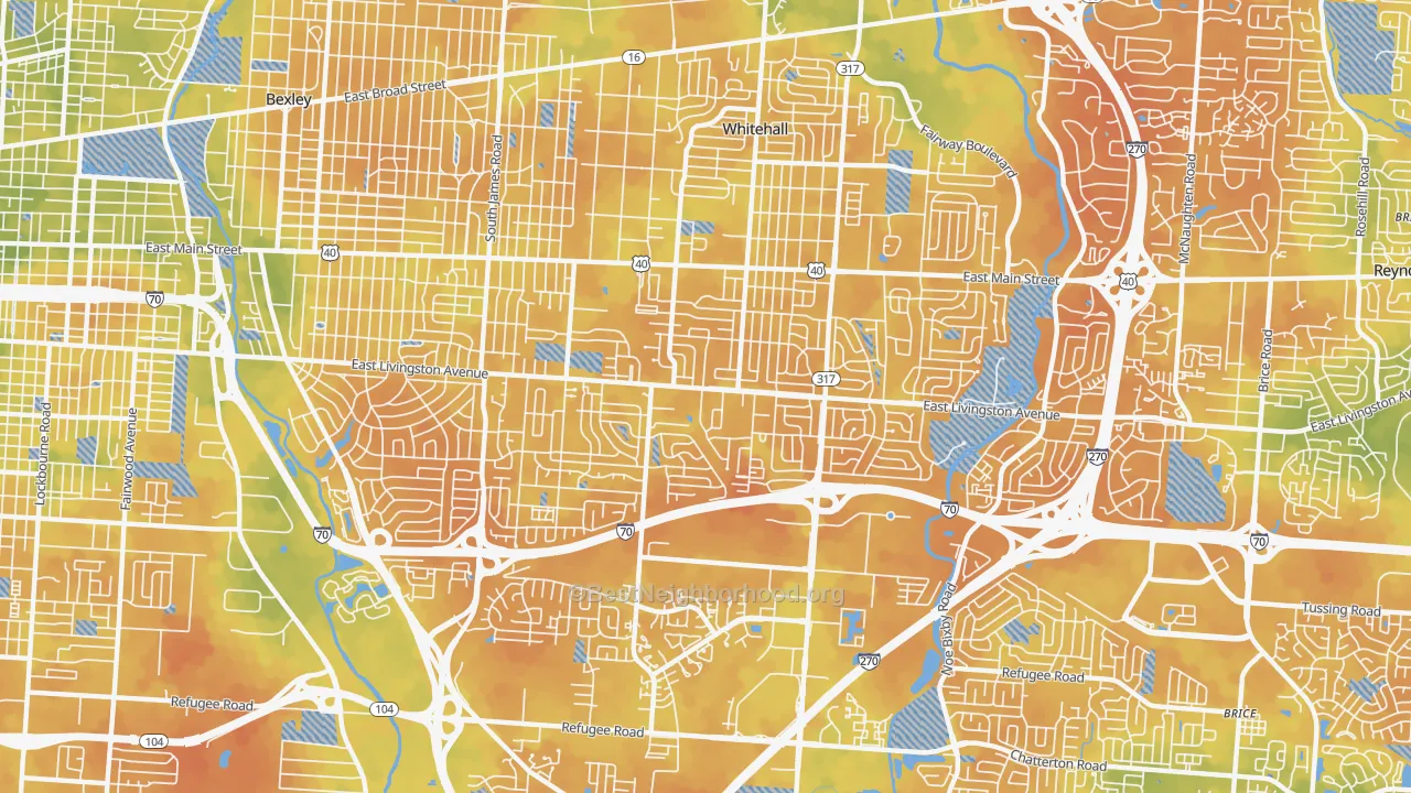 Bike Grade map of 43227, OH
