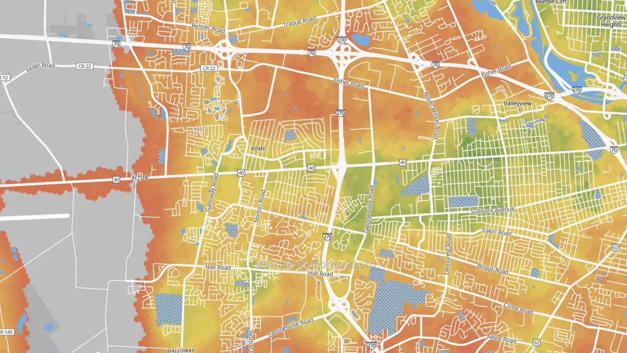 Bike Grade map of 43228, OH