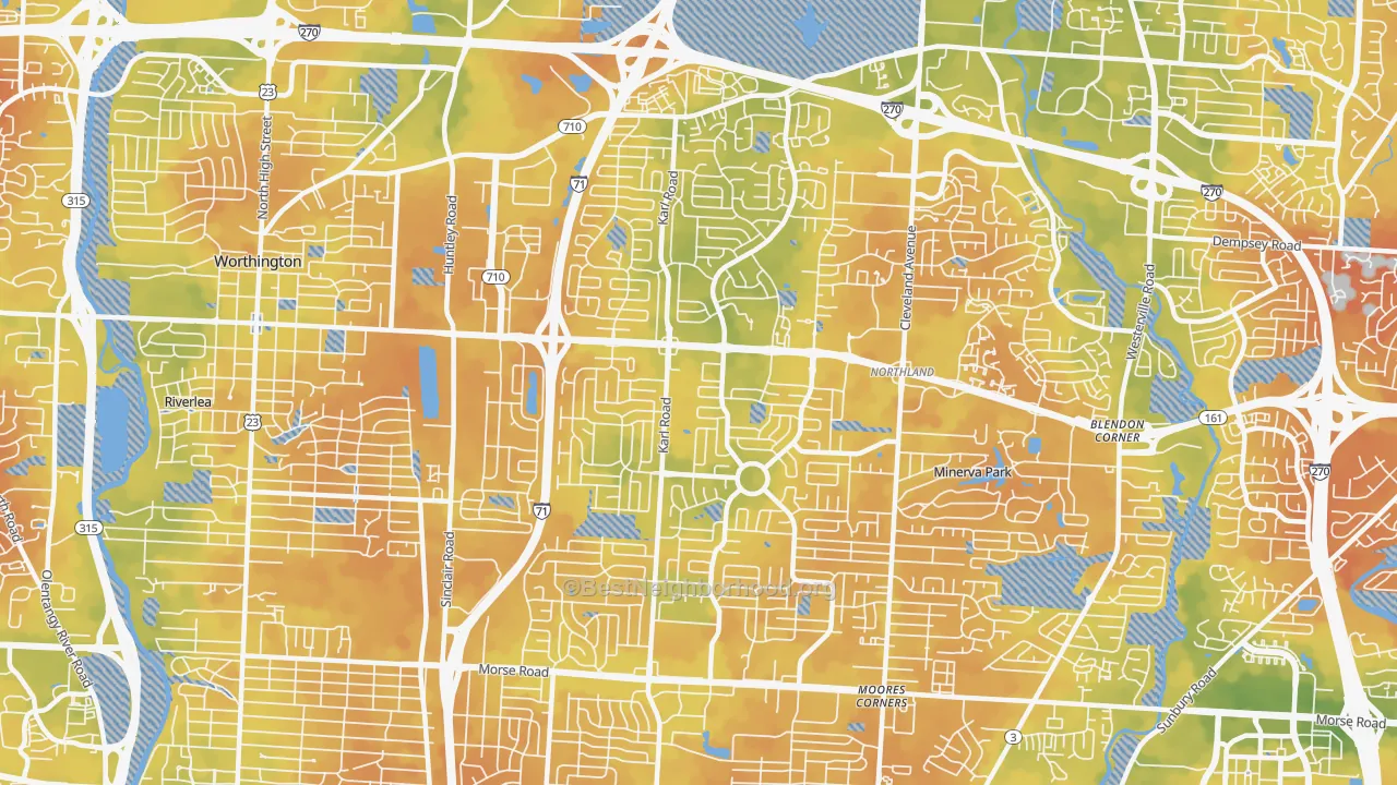 Bike Grade map of 43229, OH