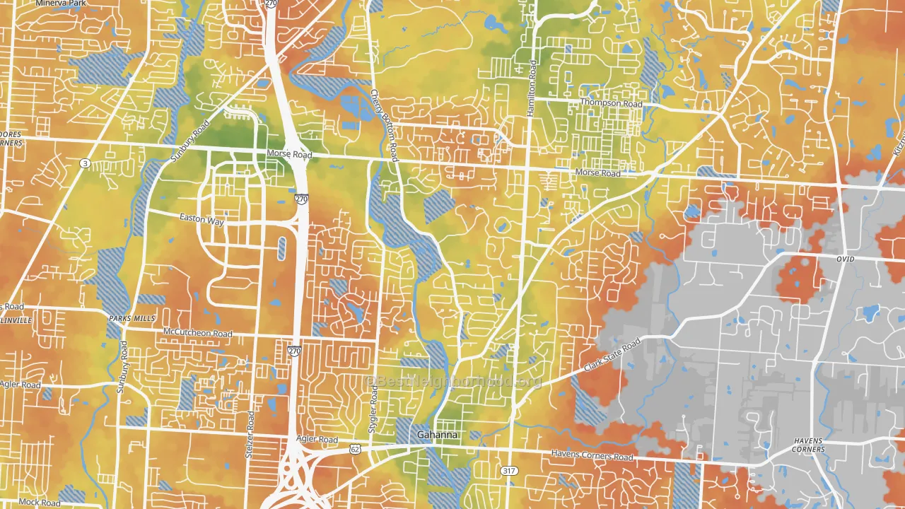 Bike Grade map of 43230, OH