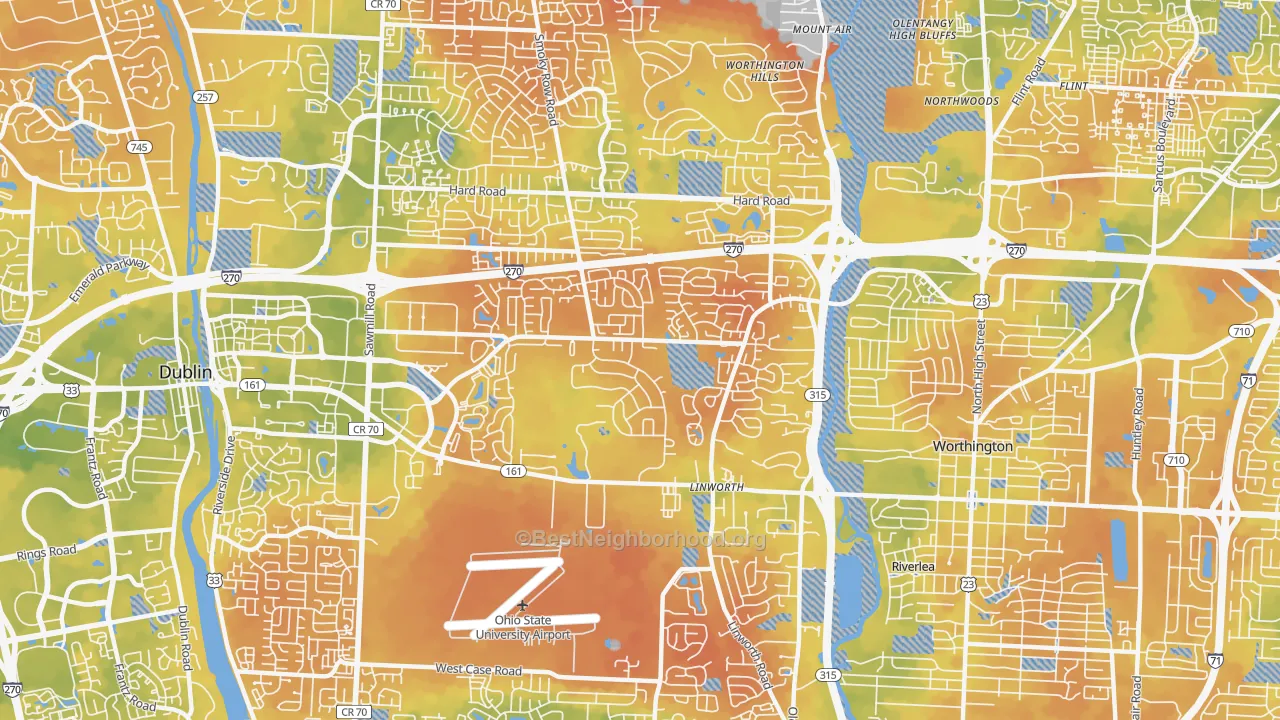 Bike Grade map of 43235, OH