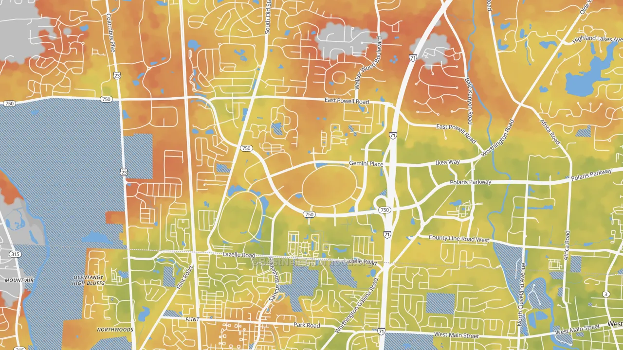 Bike Grade map of 43240, OH