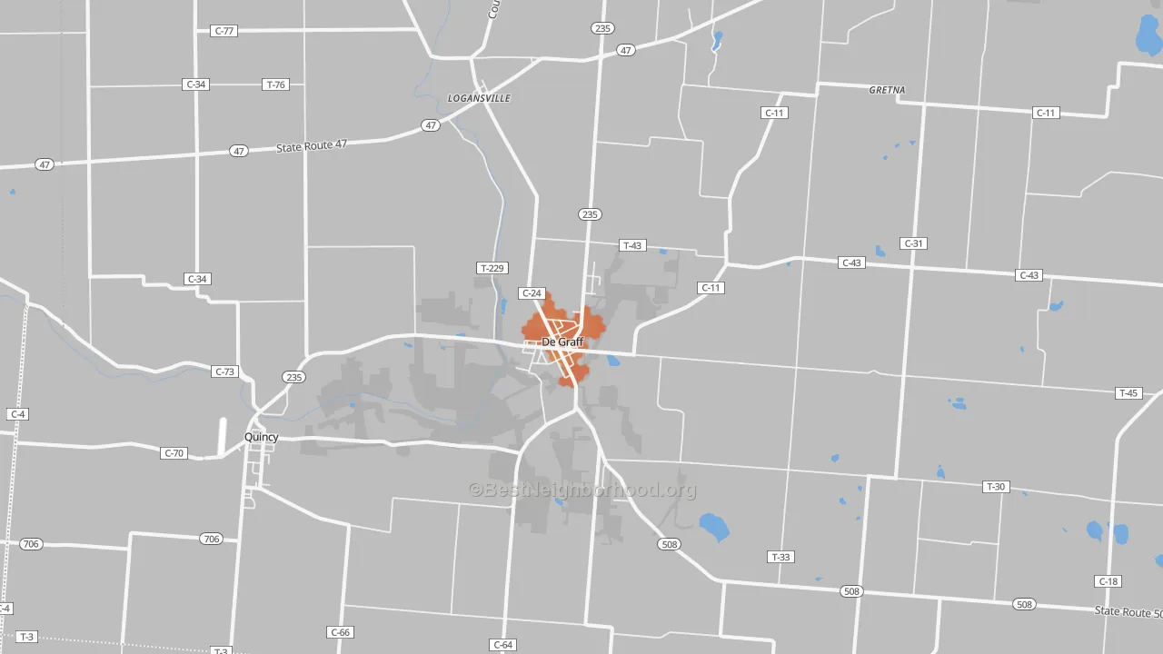 Bike Grade map of 43318, OH