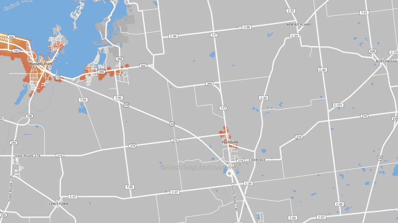 Bike Grade map of 43324, OH