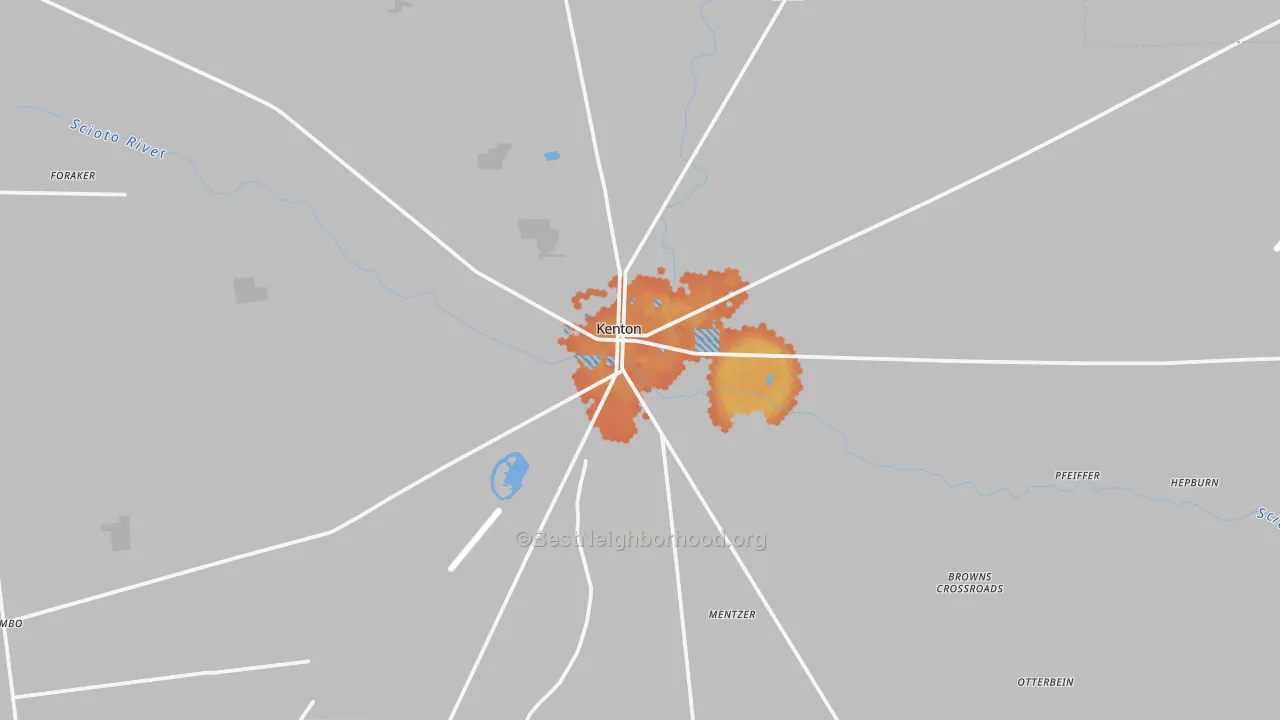 Bike Grade map of 43326, OH