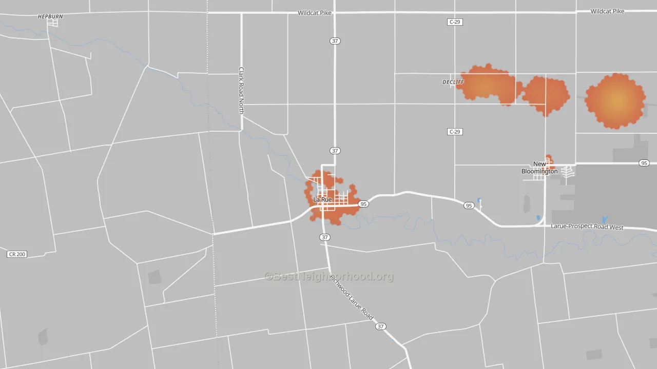 Bike Grade map of 43332, OH